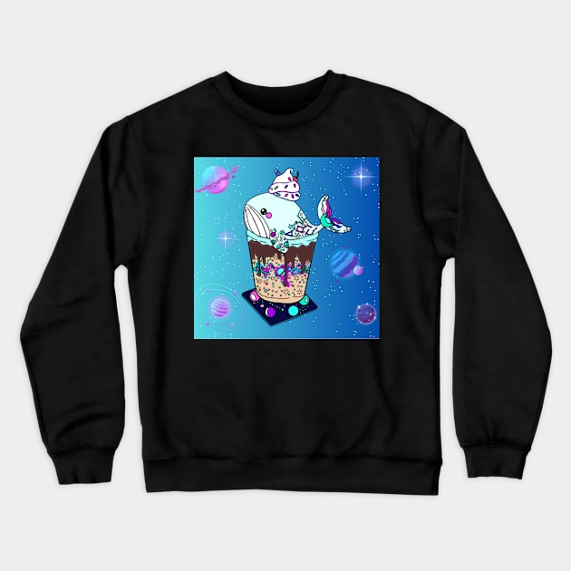 Galaxy Frappe Whale Crewneck Sweatshirt by Octopus Cafe